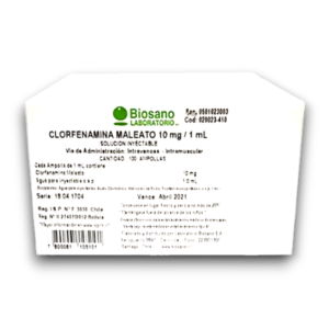 CLORFENIRAMINA 10 MG /ML AMP I.V /I.M (BIOSANO)