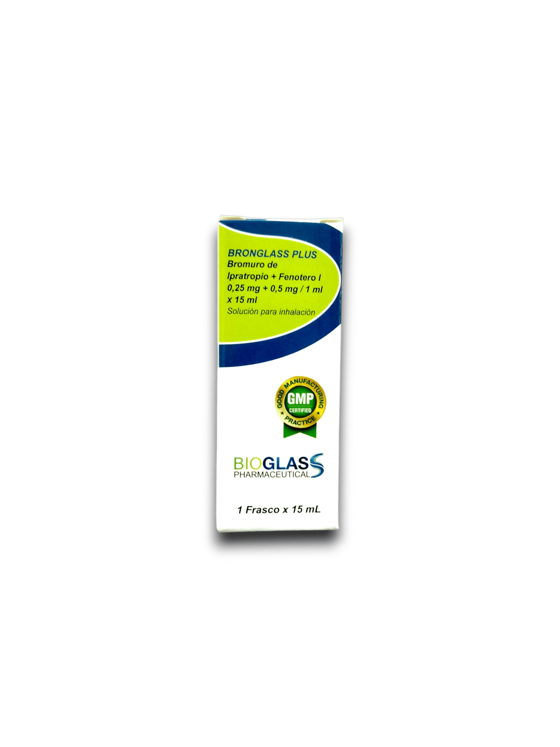 BRONGLASS PLUS (BROMURO IPRATROPIO /FENOTEROL) 0,25 MG /0.5 ML SOL P/INH FCO 15 ML (BIOGLASS)